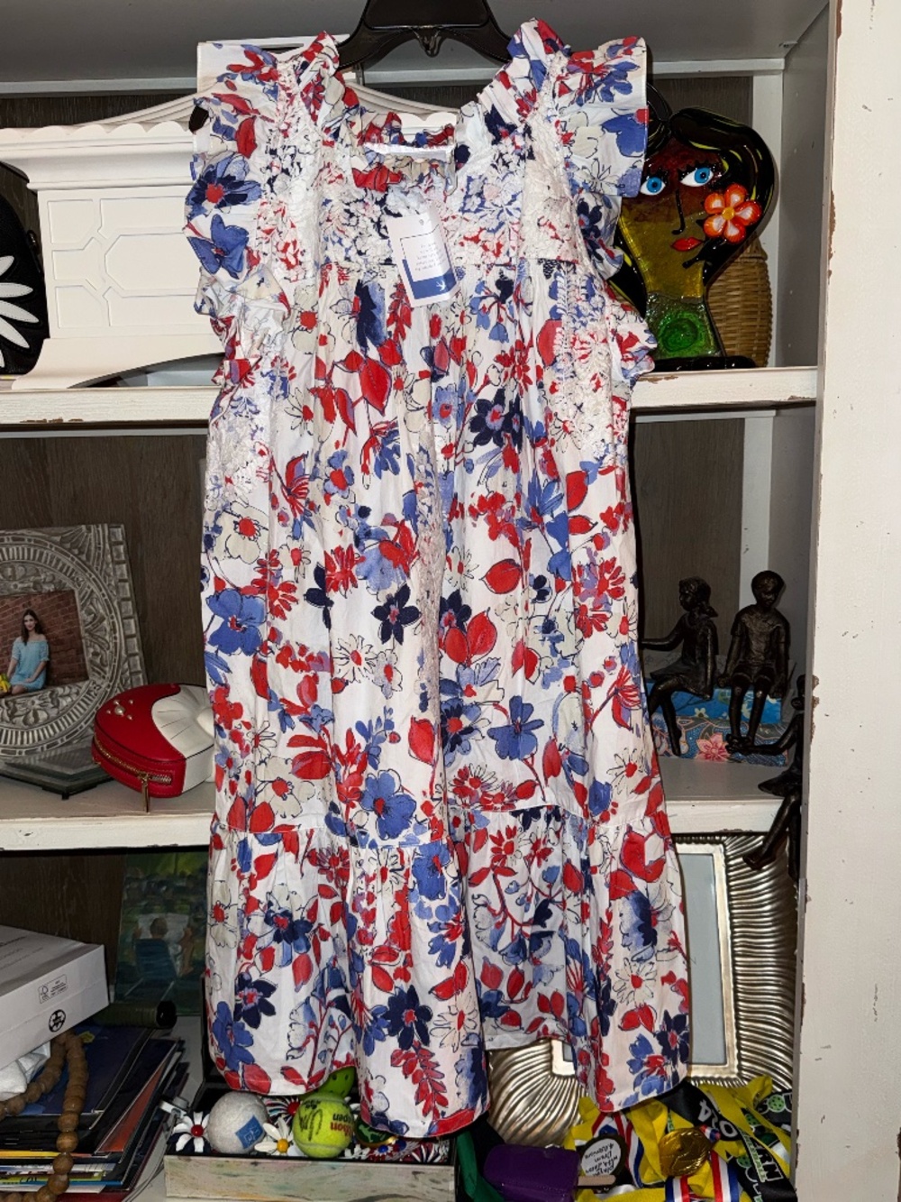mi golondrina Olivia celebración XL blanca florecer short dress red white blue